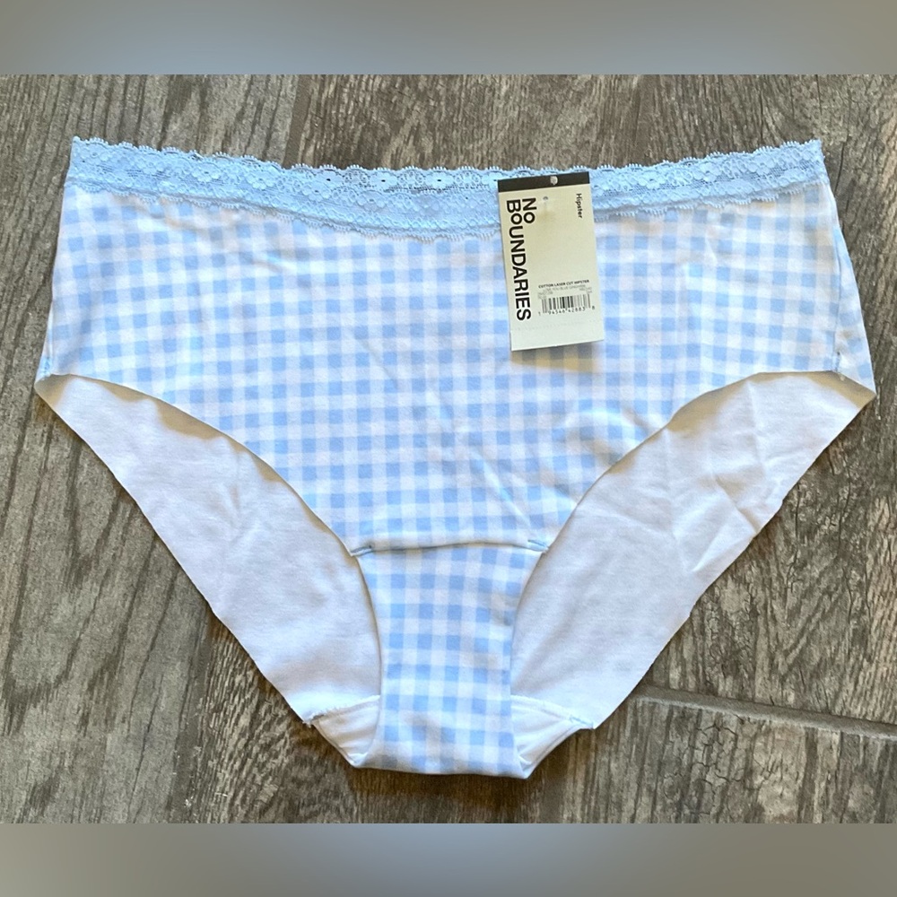New Nobo, No Boundaries cotton & lace hipster panties You pick size Blue Gingham